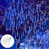 GOMETY 240 luci a LED per pioggia, 30 cm, 10 tubi, catena luminosa per esterni, impermeabile, per balcone, decorazione natalizia per esterni, blu