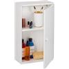 Relaxdays Mobiletto da Bagno Pensile, 2 Ripiani e Anta in MDF, Armadietto Sospeso da Parete, HLP: 50x30x15,5 cm, Bianco