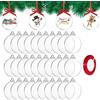 DRERIO 30 Palline di Natale in acrilico trasparente con nastro, palline piatte per artigianato, dischi acrilici trasparenti per decorazione albero di Natale, 7,6 x 7,6 cm