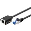 goobay 65645 Cavo di prolunga CAT6A (CU) S/FTP (PiMF)/CAT 6A per cavo di rete Ethernet/RJ45 a femmina RJ45 con flangia di montaggio/500 MHz/5 m, nero