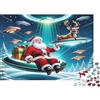 6N2X9A4S Babbo Natale Astronave Puzzle 1000 Pezzi Carta Scena Fantasia Invernale Puzzle per Adulti Gioco di Puzzle 1000 Pezzi Relax Regalo Casa Famiglia 38x26cm/1000pcs