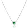 LUXURY MILANO Collana catena forzatina cuoricino verde argento rodiato