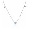 LUXURY MILANO Collana catena forzatina cuoricino acquamarina argento rodiato