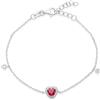 LUXURY MILANO Bracciale catena forzatina argento 925 cuoricino rosso