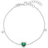 LUXURY MILANO Bracciale catena forzatina argento 925 cuoricino verde