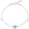 LUXURY MILANO Bracciale catena forzatina argento 925 cuoricino acquamarina