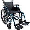 INTERMED Sedia A Rotelle Pieghevole Carrozzina In Alluminio Ad Autospinta E-Light-Azzurro