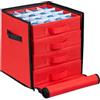 Relaxdays Scatola per Palline di Natale, Borsa Porta Palle e Addobbi Natalizi, 64 Scomparti, 30,5x31x30,5 cm, Rosso Nero