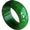 Bwesfy Anello in giada birmana per uomo e donna, anello a fascia larga in giada spessa verde scuro, impilabile