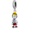 LES FOLIES DI PAOLA GRIECO Charm Pinocchio Fiaba Collodi Burattino di Legno Geppetto per Disney ciondolo pendente in argento 925 - Les Folies per Pandora
