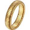 Flongo Anello elastico Chunky unisex: oro argento acciaio inox anello semplice 6 mm autentico classico elastico micro elastico impilabile resistente allo stress elegante regalo donna uomo