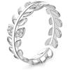 KristLand Anello Aperto a Foglia per Donne Anello Regolabile in Argento Sterling 925 con Zirconi Cubic Gioiello Elegante Regalo Compleanno Natale per Donna Fidanzata