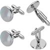 FINGERINSPIRE 2 Paio Gemelli in Madreperla con Finitura Piatta e Rotonda in Platino 28.5x17mm Gemelli in Ottone con Conchiglia Naturale per Cerimonia Banchetto di Nozze Accessori Fai Da Te per Gemelli