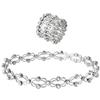 LUDAKE Squisito bracciale e anello di cristallo 2 in 1, estensibile, gioielli per donne