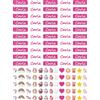 Corredino Neonato Etichette Adesive Personalizzate per Bambine con Nome per bimbe, Impermeabili, Confezione da 50 Pezzi femminili colore rosa con simpatici disegni a tema. (Carla)