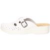 Fly Flot | Woman Professional, Zoccoli Sanitari Donna con Cinturino Regolabile, Ciabatte con Tomaia in Pelle Forata, Sottopiede imbottito in Pelle Antishock, Bianco, 41