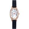 JewelryWe Orologio da Polso da Donna in Pelle: Orologio Rigido con Zircone Quadrante Ovale Piccolo con Numero Romano Idee Regalo per lei