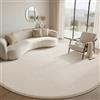 Sour Lemon Tappeto Salotto Pelo Corto, Tappeti Camera da Letto, Tappeto Morbido per Soggiorno, Carpet, Moderno, Lavabile, Antiscivolo, Colore: Bianco Crema, Dimensione: 120 cm Rotondo