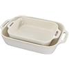 STAUB Ceramics - Set di 2 pirofile, rettangolari, colore: Avorio