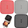 TYBYBB 3 Pezzi Tappetino Friggitrice ad Aria in Silicone, Tappetini Riutilizzabili per Friggitrice ad Aria, Accessori per Friggitrice ad Aria Quadrati, Antiaderente Carta Forno Silicone(21,5cm)