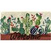Baroni Home Baroni Zerbino da esterno in Cocco con Base in PVC Dipinto a Mano raffigurante Cactus fioriti con scritta Welcome 70X40X2 cm. Facile da lavare e Ultraresistente