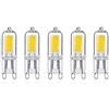 ZFQ Set di 5 lampadine LED G9 2W, equivalenti a alogene 25 W, coperchio in vetro, 6000 K, bianco freddo, 250 lumen, angolo di fascio 360°, 80 Ra, AC 220-240 V, non dimmerabile