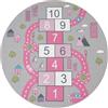 TT Home Tappeto da gioco per la camera dei bambini, con strade e con il gioco della Campana, in rosa, Dimensione:Ø 160 cm tondo