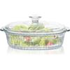 ZOFUN Pirofila ovale in vetro con coperchio, 1,8 l, con coperchio, 27,3 x 18,8 x 11,5 cm, in vetro per arrosti, forno, fornelli elettrici, per lasagne