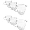 CUCUBA Set 6 Tazzine in Vetro Trasparente 90ml Lavabili da Caffè