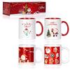 Beyinli Set di 4 tazze da caffè natalizie, per feste di Natale, per tè, decorazioni natalizie, in ceramica, per l'inverno (rosso e bianco)