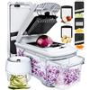 Fullstar Taglia Verdure e Mandolina Affetta Verdure - Tritatutto Manuale Cetrioli Cipolle Carote Patate - Tagliaverdure Multifunzione Cubetti Julienne - Grattugia Formaggio (Tutto-in-1 Bianco)