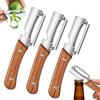 Generisch 3 pelaverdure multifunzione 3 in 1 | Grattugia a julienne in acciaio inox con manico in legno, ergonomica e durevole, per frutta, verdura, carote, cetrioli, zucca