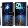 KENHONER Custodia per Honor 400 Lite 5G, luna | Portafoglio Pelle PU, Magnetica, Resistente Agli Urti, Scomparto Carte Credito, Pieghevole, Flip Libro, Motivo