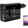 Generico Caricatore da parete USB | Blocco Caricabatterie Multiporta 45W Con Display Digitale,Ricarica rapida con 2 USB e 2 di tipo C, accessorio da viaggio portatile per dispositivi mobili, cellulare, laptop,