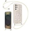Kilbnom Leopardata Cover con Cordino per Samsung Galaxy S25 Ultra 5G, Custodia Silicone Antiurto con Tracolla, Aesthetic Bianco Leo Estivo Motivo, Case con Catena Collana per Samsung S25 Ultra 5G 6,8