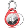 Mugust Custodia impermeabile per Apple AirTag ciondolo con portachiavi, ciondolo AirTag con protezione antigraffio, accessorio Apple Tracker per chiavi, animali domestici, bagagli, zaini (rosso)