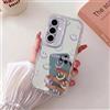 HAONANDE Custodia Specchio per Samsung Galaxy A26 5G/Samsung Galaxy A17, Motivo Cuore Viso Lucky Cover Trasparente Lucida, Retro PC Rigido Bumper TPU Morbido Antiurto case Viola