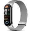 CHANRASI Metallo Cinturini Compatibile con Xiaomi Mi Band 10/9/8 Cinturino Donna,Cinturino Maglia Regolabili Magnetiche per Xiaomi Mi Band 10/9/8 argento