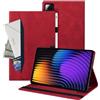 Auslbin Custodia compatibile con Xiaomi Pad 7/7 Pro 11.2 Cover, Tablet in Pelle PU Adatto per Xiaomi Pad 7/7 Pro, Stile Classico in Pelle, Rosso