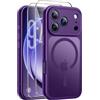 Qasyfanc Magnetica Cover per iPhone 17 Pro Max, Viola intenso | Compatibile con MagSafe,con 2 Pezzi Vetro Temperato Pellicola, Cover Clear Slim Fit Antiurto Militare Antigiallo