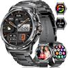 LIGE Militare Orologio Intelligente Uomo con Chiamate Bluetooth/Assistente vocale, 1,43'' AMOLED Fitness Tracker con 100+ Modalità Sportive, Smartwatch per iOS Android, Calorie/Pedometro, Acciaio Nero