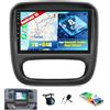 CAMECHO 2G+64G 8 Core Android 15 Autoradio per Opel Vivaro B 2014-2018 / Renault Trafic 3 2014-2021 con GPS Carplay Android Auto, Schermo da 9 Pollici con DSP RDS Bluetooth+Telecamera Posteriore