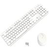 SOLIDEE Tastiera e Mouse Wireless,Tastiera Meccanica Stile Macchina da Scrivere Retrò,Tastiera QWERTY US 104 Tasti con Tastierino Numerico,Tasti Rotondi,Connessione 2,4GHz(White)