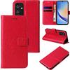 LBH Custodia per telefono cellulare per Samsung Galaxy A34 5G, custodia a portafoglio con funzione stand, motivo a fiori e farfalle, protezione a 360 gradi, chiusura magnetica, colore rosso
