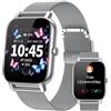 Mindimp Smart Watch per uomo e donna, fitness tracker con contatore di attività/monitoraggio del sonno, impermeabile IP68, compatibile con Android iPhone iOS (cassa argento con Starlight e cinturino milanese