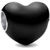 PANDORA Heart sterling silver charm with black enamel