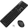 SOLIDEE Tastiera e Mouse Wireless,Tastiera Meccanica Stile Macchina da Scrivere Retrò,Tastiera QWERTY US 104 Tasti con Tastierino Numerico,Tasti Rotondi,Connessione 2,4GHz(Black)