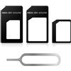 LOBVABA Adattatore per Scheda SIM Set 4 IN 1, Adattatore compatibile con NANO SIM, per Micro SIM scheda per Standard scheda + GRAFFETTA PER ESTRARRE per SIM Universale per Smartphone tutti i dispositivi