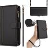 xinyunew Cover Compatibile Con Oppo A6X 5G/Oppo A6 5G con Cordino,Flip Portafoglio Custodia pelle,[9 Porta Carte][Magnetico],Custodia Cover con Laccio per Oppo A6X 5G/Oppo A6 5G- Nero