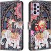 Tivenfezk Creativo Custodia Portafoglio per Samsung Galaxy A33 5G,Colorato Slot per Schede PU Pelle Fiore Elefante Case Libro con Supporto Magnetico Flip Cover